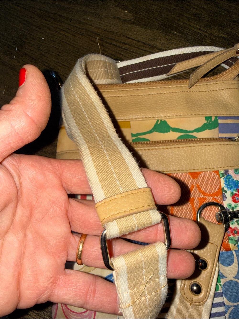 Coach poppy Multicolor Patchwork Crossbody with Tan Leather Trim - Picture 14 of 17